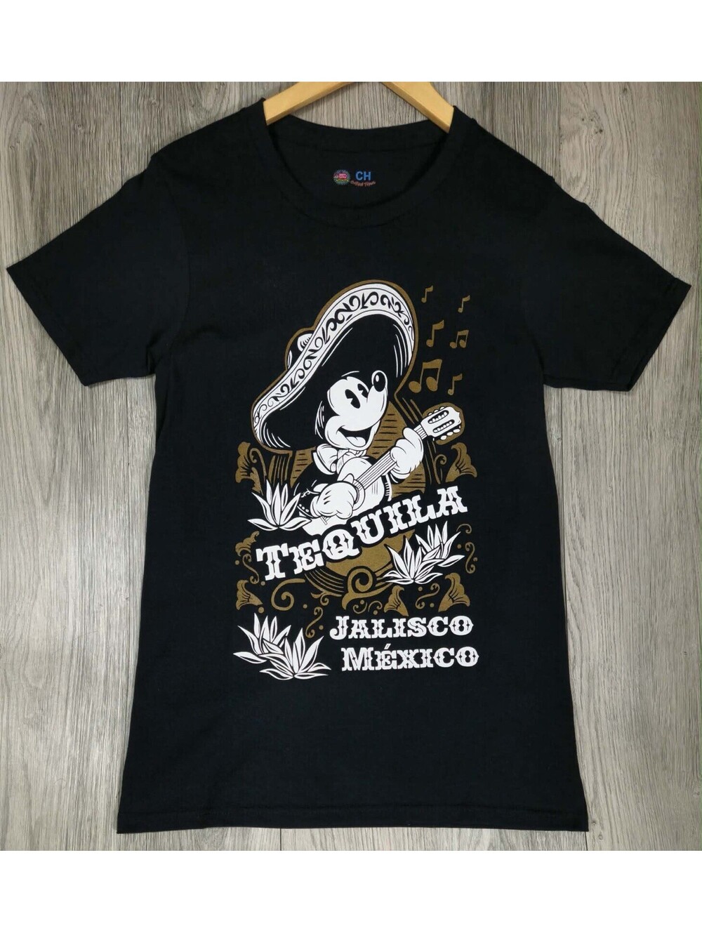 Disney Mickey Mouse Tequila Jalisco Mexico Graphic T-Shirt Black Adult XS #14